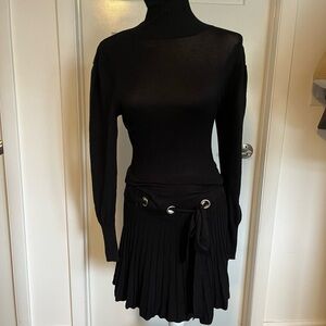VENUS Black Ribbed Turtleneck Light Sweater Dress